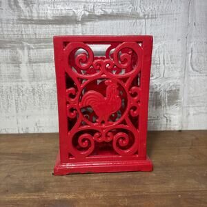 Red Rooster Wrought Iron Utensil Holder